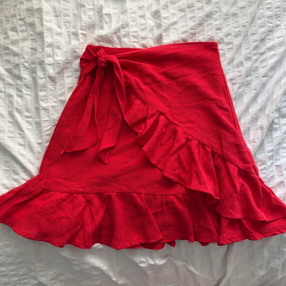 Princess Polly Coral Ruffle Skirt